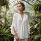 👚🔥 -50% ! Haut Femme Col V Volants Décontracté – Manches Voletées Élégantes Grâce Féminine Mouvement, Tissu Léger Respirant Confort Toute Journée Quatre Saisons, Coupe Ample Fluide Flatteuse · 4 Coloris · S-2XL ✨