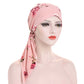 Turban foulard pré-noué à fleurs pour femme