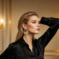 📢📢50 % DE RÉDUCTION !! ⏰Boucles d'oreilles créoles en forme de croissant plaquées or avec des fleurs en émail