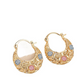📢📢50 % DE RÉDUCTION !! ⏰Boucles d'oreilles créoles en forme de croissant plaquées or avec des fleurs en émail