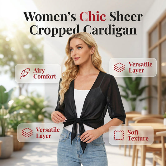 📢📢50 % DE RÉDUCTION !! ⏰Top/Blouse Femme en Chiffon Transparent à Nœud Devant – Coupe Courte, Décolleté en V, Style Romantique & Élégant, Parfait pour Superposition 🍷