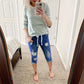 👖✨ PROMO FLASH 50% ! Pantalon Capri Jean Déchiré Femme – Taille à Cordon, Coupe Courte, Style Effiloché, Décontracté & Audacieux ⚡