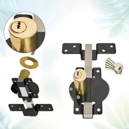 🔐🚪 PROMO FLASH 50% ! Verrou de Portail à Long Pêne 50/70mm – 5 Clés, Construction Fer, Finition Noir Mat, Accès des 2 Côtés, Parfait Sécurité Extérieure ✨