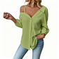 🔥While Supplies Last 50% OFF!🎉 Women's Casual Off-Shoulder Button-Down Shirt