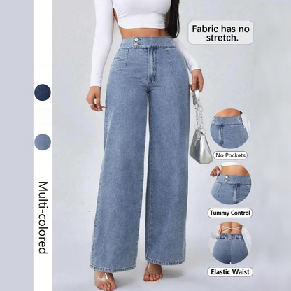 Jean taille haute à jambes larges pour femme
