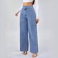 Jean taille haute à jambes larges pour femme