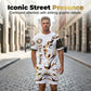 🦁🔥 PROMO FLASH 50% ! Ensemble Graphique Lion Homme – T-shirt + Short, Respirant, Streetwear Urbain, Tailles S-4XL, Idéal Été 😎