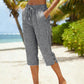 👖💐 PROMO FLASH 50% ! Pantalon Capri à Carreaux Femme – Tissu Coton-Lin Respirant, Taille Élastique à Cordon, Poches Latérales, 8 Coloris, Tailles S-3XL, Idéal Été & Vacances ✨☀️