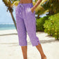 👖💐 PROMO FLASH 50% ! Pantalon Capri à Carreaux Femme – Tissu Coton-Lin Respirant, Taille Élastique à Cordon, Poches Latérales, 8 Coloris, Tailles S-3XL, Idéal Été & Vacances ✨☀️