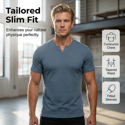 Chemise à manches courtes et col en V pour homme