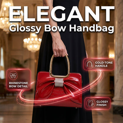 Sac à main élégant pour femme à effet crocodile avec nœud décoratif