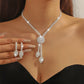 📢📢50 % DE RÉDUCTION !! ⏰Ensemble collier et boucles d'oreilles « Fleur » en zircon pour femme