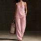 Women’s Striped Halter Top & Wide-Leg Pants Set