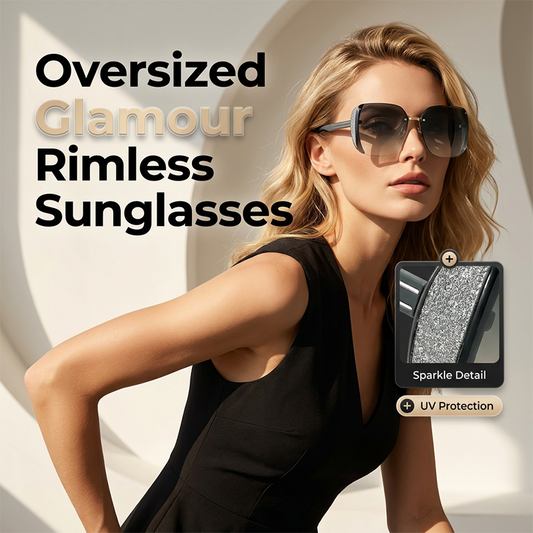 🕶️ PROMO LIMITÉE 50% DE RÉDUCTION ! 💥 Lunettes Soleil Carrées Oversize Sans Monture – Verres Dégradés, Pailletés, Protection UV ✨