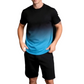 🌴👕 Ensemble chemise et short à dégradé pour homme – Tenue d'été décontractée respirante (2 pièces)