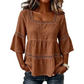 🌸💥 PROMO FLASH 50% ! Blouse Boho Col Carré – Dentelle Crochet, Manches Cloche, Respirante, 8 Couleurs, Tailles S-3XL, Idéale Été & Bohème ✨