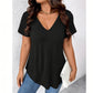 T-Shirt Femme Décontracté Col V Manches Courtes
