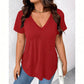 T-Shirt Femme Décontracté Col V Manches Courtes
