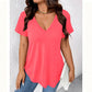 T-Shirt Femme Décontracté Col V Manches Courtes
