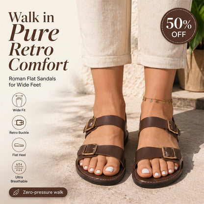 Women's Summer Flat Sandals with Double Buckle