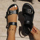 Women's Summer Flat Sandals with Double Buckle
