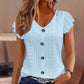 👚 50% DE RÉDUCTION ! 🌸 Top d'été femme col V à broderie anglaise – Tissu jacquard & manches à volants – Élégance respirante ☀️