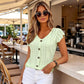 👚 50% DE RÉDUCTION ! 🌸 Top d'été femme col V à broderie anglaise – Tissu jacquard & manches à volants – Élégance respirante ☀️