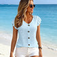 👚 50% DE RÉDUCTION ! 🌸 Top d'été femme col V à broderie anglaise – Tissu jacquard & manches à volants – Élégance respirante ☀️