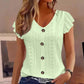 👚 50% DE RÉDUCTION ! 🌸 Top d'été femme col V à broderie anglaise – Tissu jacquard & manches à volants – Élégance respirante ☀️