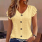 👚 50% DE RÉDUCTION ! 🌸 Top d'été femme col V à broderie anglaise – Tissu jacquard & manches à volants – Élégance respirante ☀️