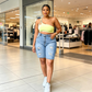 👖 OFFRE LIMITÉE -50% ! 💥 Short en Jean Déchiré Grande Taille Femme – Détails Effilochés, Haute Élasticité, Taille Mi-Haute ✨