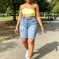👖 OFFRE LIMITÉE -50% ! 💥 Short en Jean Déchiré Grande Taille Femme – Détails Effilochés, Haute Élasticité, Taille Mi-Haute ✨