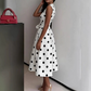 Robe Sans Manches Col V à Pois pour Femme