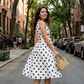 Robe Sans Manches Col V à Pois pour Femme