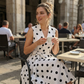 Robe Sans Manches Col V à Pois pour Femme