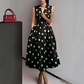 Robe Sans Manches Col V à Pois pour Femme