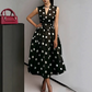 Robe Sans Manches Col V à Pois pour Femme