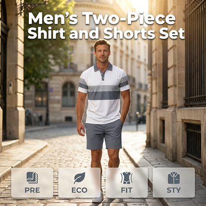 🔥Ensemble Casual Manches Courtes Homme, Mode Plage Été, Motif Écossais, Coupe Ajustée, Au-Dessus du Genou