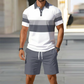 🔥Ensemble Casual Manches Courtes Homme, Mode Plage Été, Motif Écossais, Coupe Ajustée, Au-Dessus du Genou