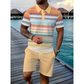 🔥Ensemble Casual Manches Courtes Homme, Mode Plage Été, Motif Écossais, Coupe Ajustée, Au-Dessus du Genou