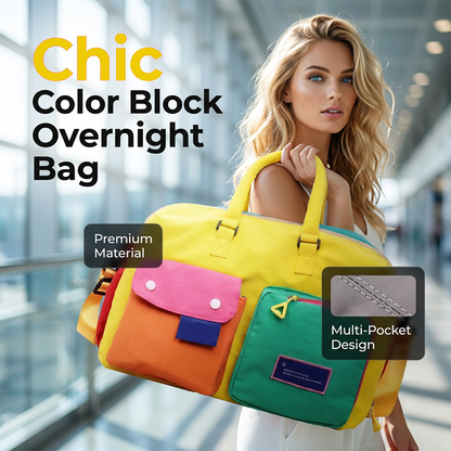 🎒 -50% MAINTENANT ! 🏆 Sac de voyage Color Block Casual – Spacieux & durable – Idéal pour la salle de sport, les voyages ou les week-ends – Léger avec poignées de transport 🧳