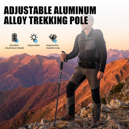 ⛰️✨ PROMO -50% ! Bâton de Randonnée Aluminium Aéronautique 6160 – Longueur Réglable 52-110cm, Amortissement Chocs, Poignée Ergonomique Droit/Courbé · 6 Coloris · Compact Portable 🌲