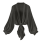 🧥 OFFRE LIMITÉE -50% ! 💥 Cardigan Femme Léger en Mousseline à Nœud Frontal – Manches Ballon, Transparent, Superposition ✨