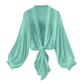🧥 OFFRE LIMITÉE -50% ! 💥 Cardigan Femme Léger en Mousseline à Nœud Frontal – Manches Ballon, Transparent, Superposition ✨