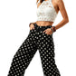 Pantalon décontracté à larges jambes à pois pour femme
