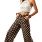 Pantalon décontracté à larges jambes à pois pour femme