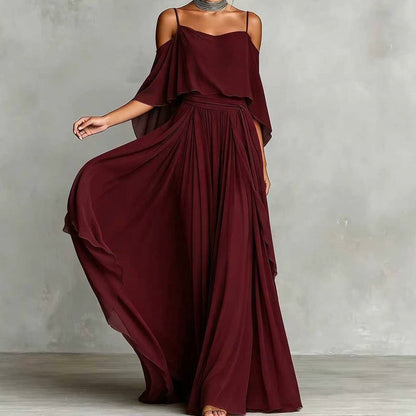 👗Robe Maxi Fluide Élégante à Épaules Dénudées pour Femme