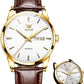 ⌚✨ PROMO -50% ! Montre Homme Classique Cuir – Mouvement Quartz Fiable, Verre Minéral Durci, Aiguilles Lumineuses Dorées, Fenêtre Date, Étanche 30m · 5 Coloris · Cadran 39mm 🎁