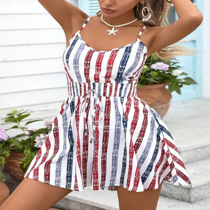 👗 OFFRE LIMITÉE -50% ! 💥 Combinaison d'été rayée sans manches style cache-cœur pour femme – Col en V, taille à cordon, respirant ✨