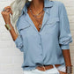 👚 50% DE RÉDUCTION ☀️ Chemise femme unie – Col, manches longues & boutonnage – Tissu doux, facile à assortir avec jean, jupe ou veste – intemporelle et polyvalente 🕶️✨